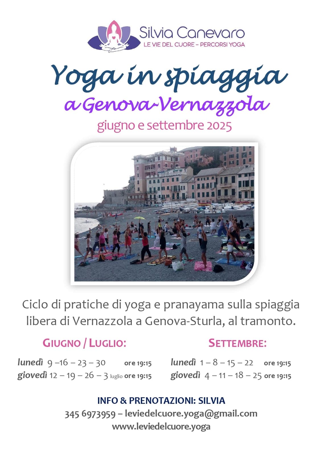 Le Vie del Cuore — beach yoga at Vernazzola
