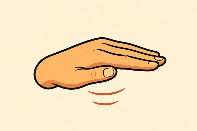 Flat hand patting the air downward